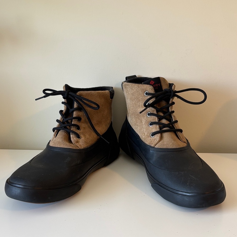 Sperry Men's Cutwater Black Tan Waterproof Insulated Deck Boots STS15943 Size 13